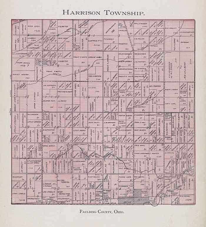 1905 Map of Harrison Township Paulding County Ohio
