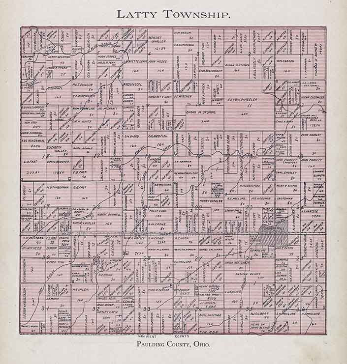 1905 Map of Latty Township Paulding County Ohio