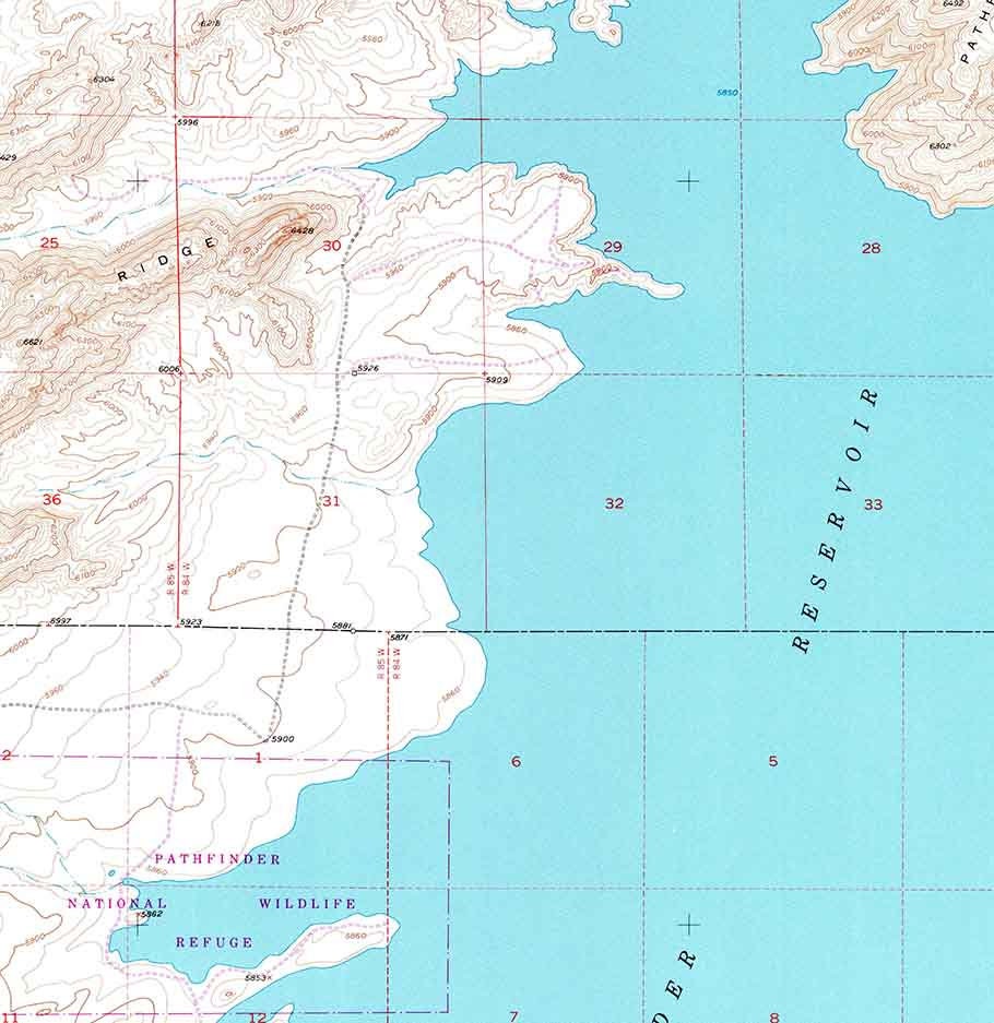 1951 Topo Map of Pathfinder Reservoir NW Wyoming Quadrangle