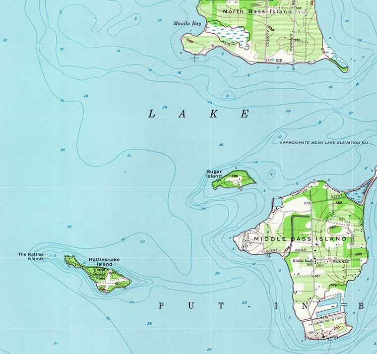 1969 Topo Map of Put In Bay Islands Lake Erie