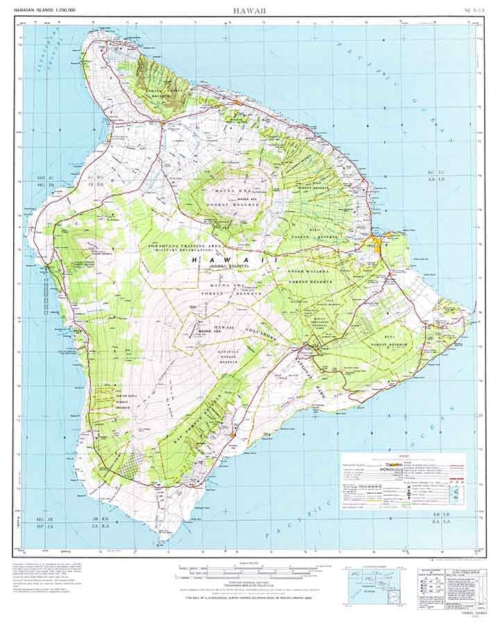 1975 Topo Map of Hawaii Quadrangle