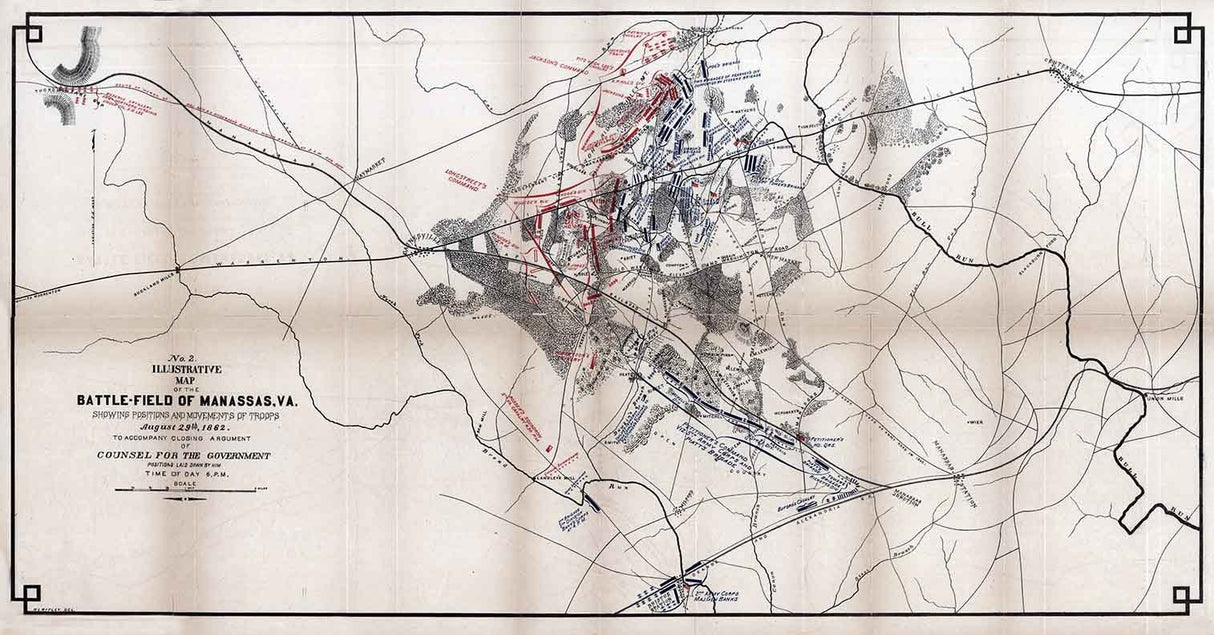 1862 Map of the Battlefield of Manassas Virginia