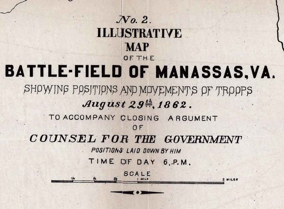 1862 Map of the Battlefield of Manassas Virginia