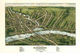 1878 Panoramic Map of Gardiner Pittston Kennebec Company Maine