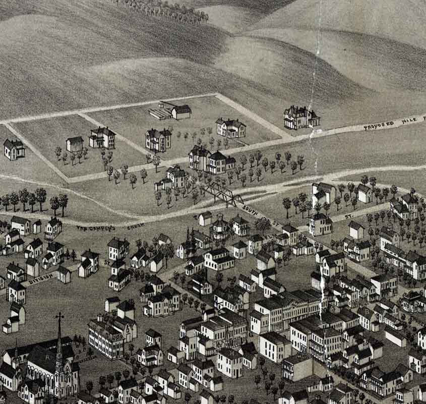 1882 Panoramic Map of Friendship Allegany County New York