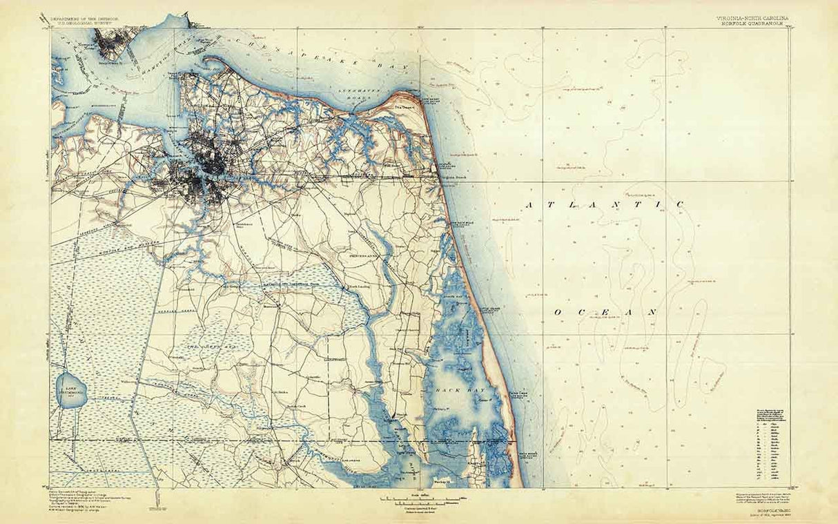 1902 Topo Map of Norfolk Virginia Quadrangle