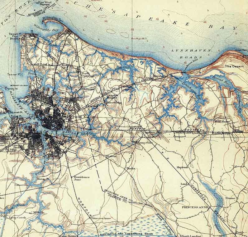 1902 Topo Map of Norfolk Virginia Quadrangle