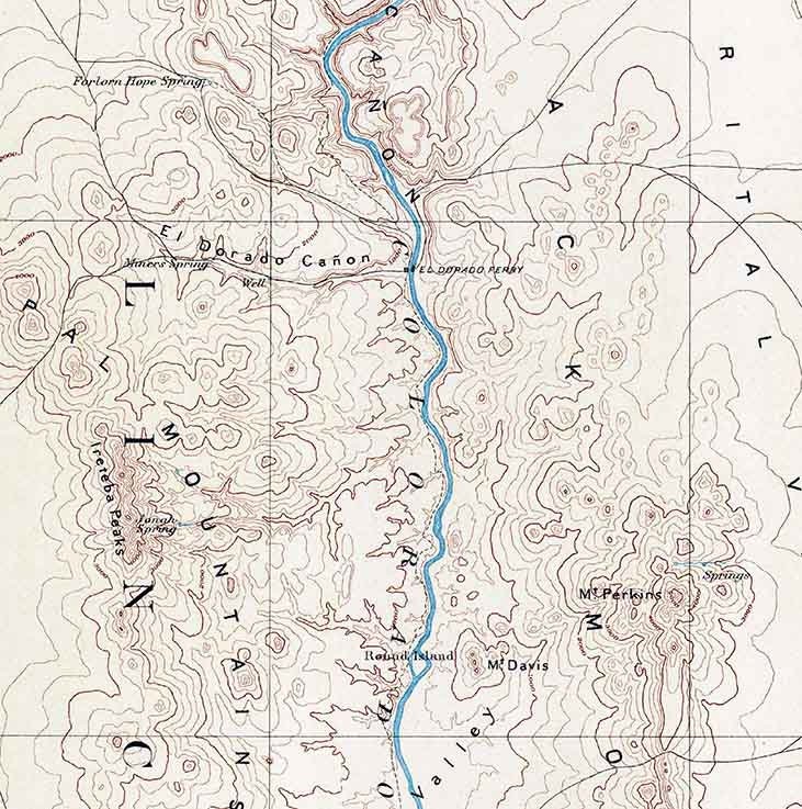 1886 Topo Map of Camp Mohave Arizona Quadrangle Lake Mead National Recreation Area