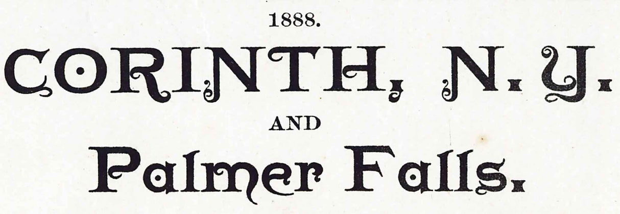 1888 Panoramic Map of Corinth New York Palmer Falls
