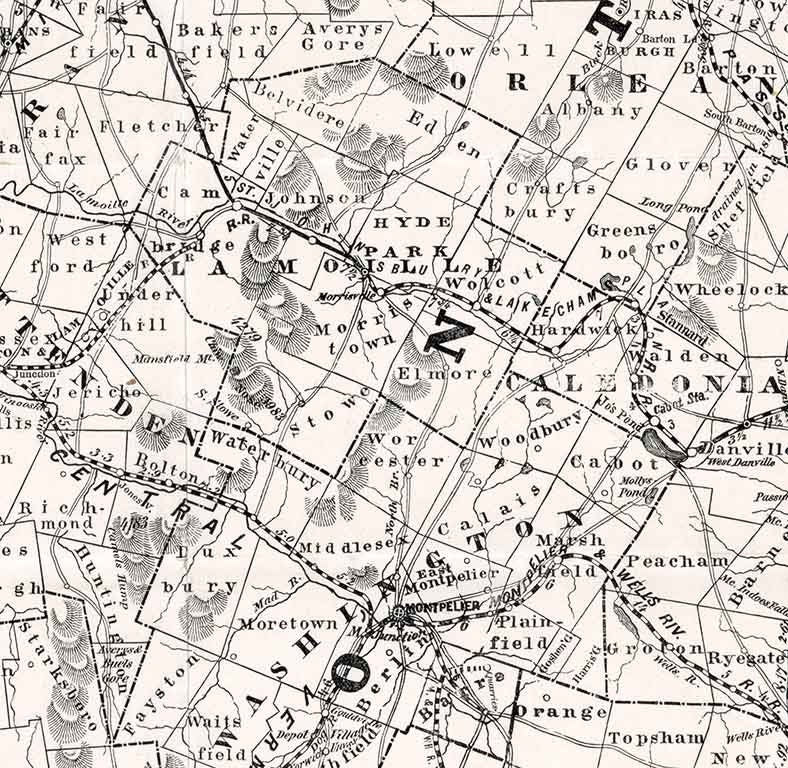 1890 Map of the State of Vermont