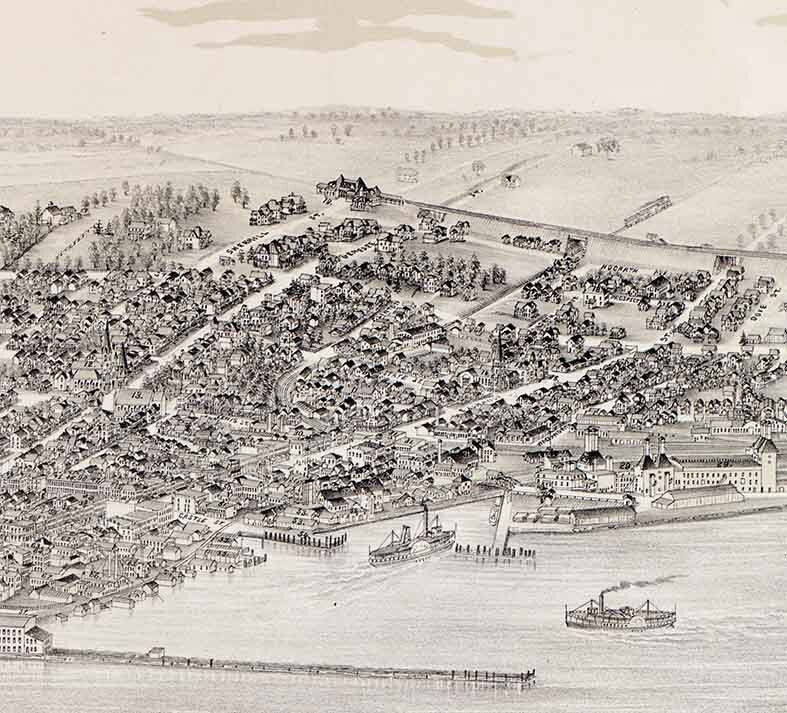 1893 Panoramic Map of Geneva New York