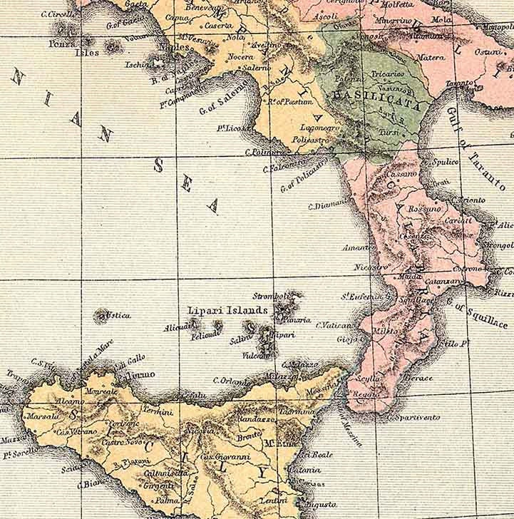 1874 Map of Italy