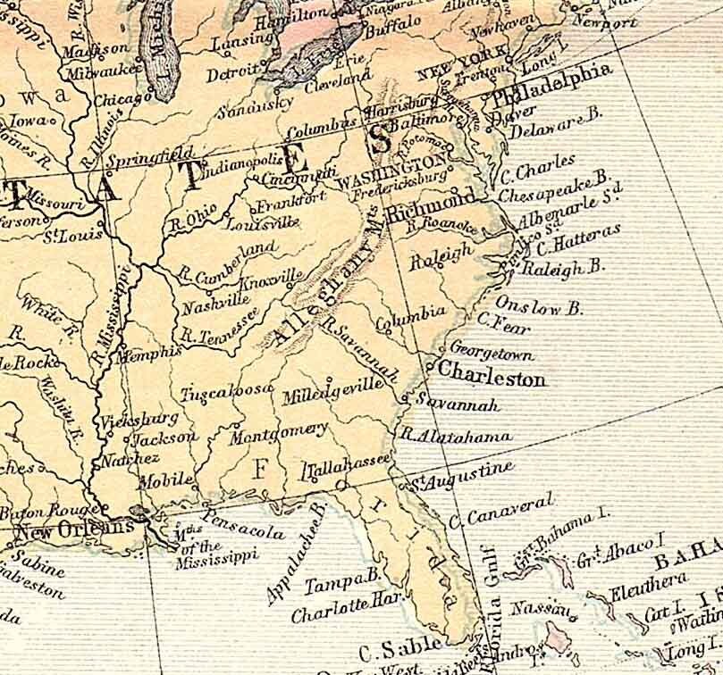1874 Map of North America Canada Mexico Greenland