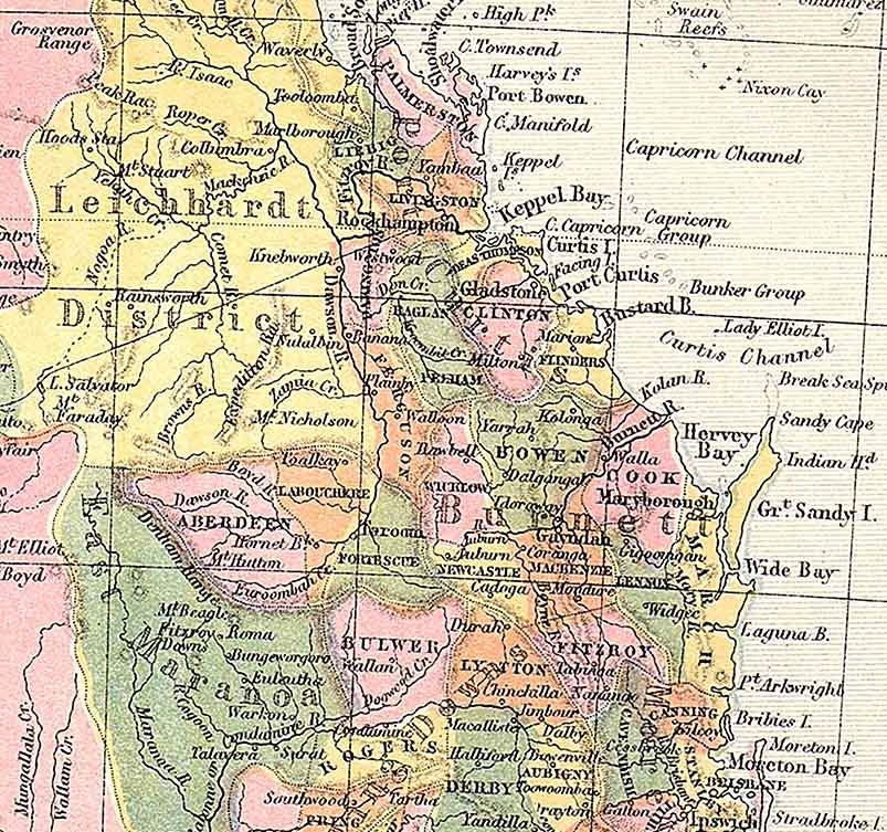 1874 Map of Queensland