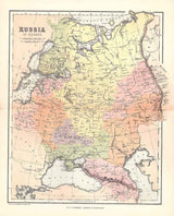1874 Map of Russia in Europe