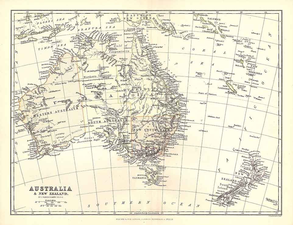 1885 Map of Australia and New Zealand