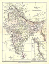 1885 Map of India British India