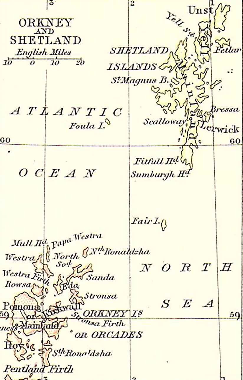 1885 Map of Scotland Orkney and Shetland