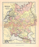 1888 Map of Russia in Europe