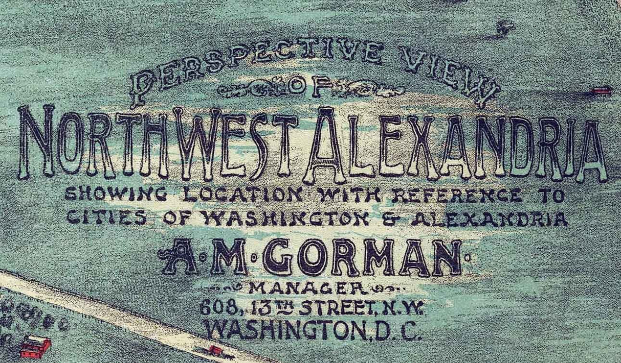 1890 Panoramic Map of Alexandria Virginia and Washington