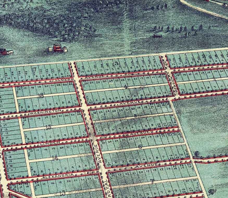 1890 Panoramic Map of Alexandria Virginia and Washington