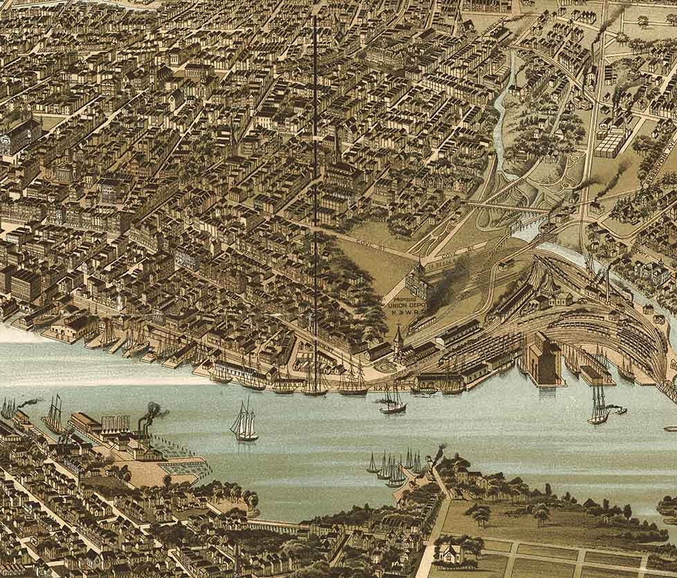 1892 Panoramic Map of Norfolk Virginia