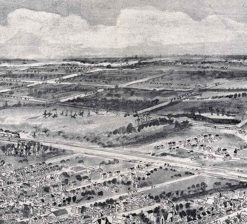 1907 Panoramic Map of Suffolk Nansemond County Virginia