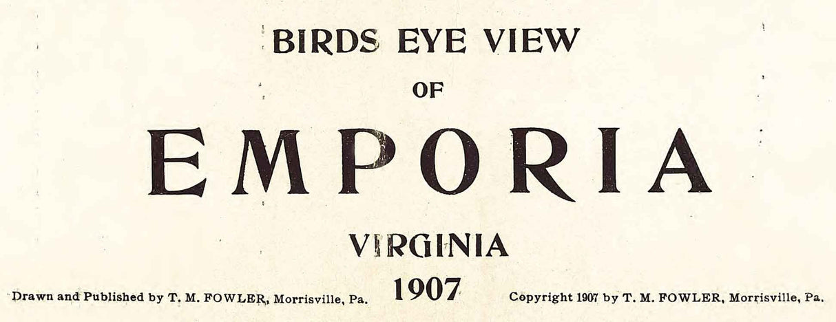 1907 Panoramic Map of Emporia Virginia