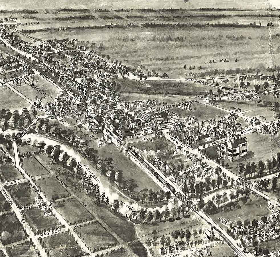 1907 Panoramic Map of Emporia Virginia