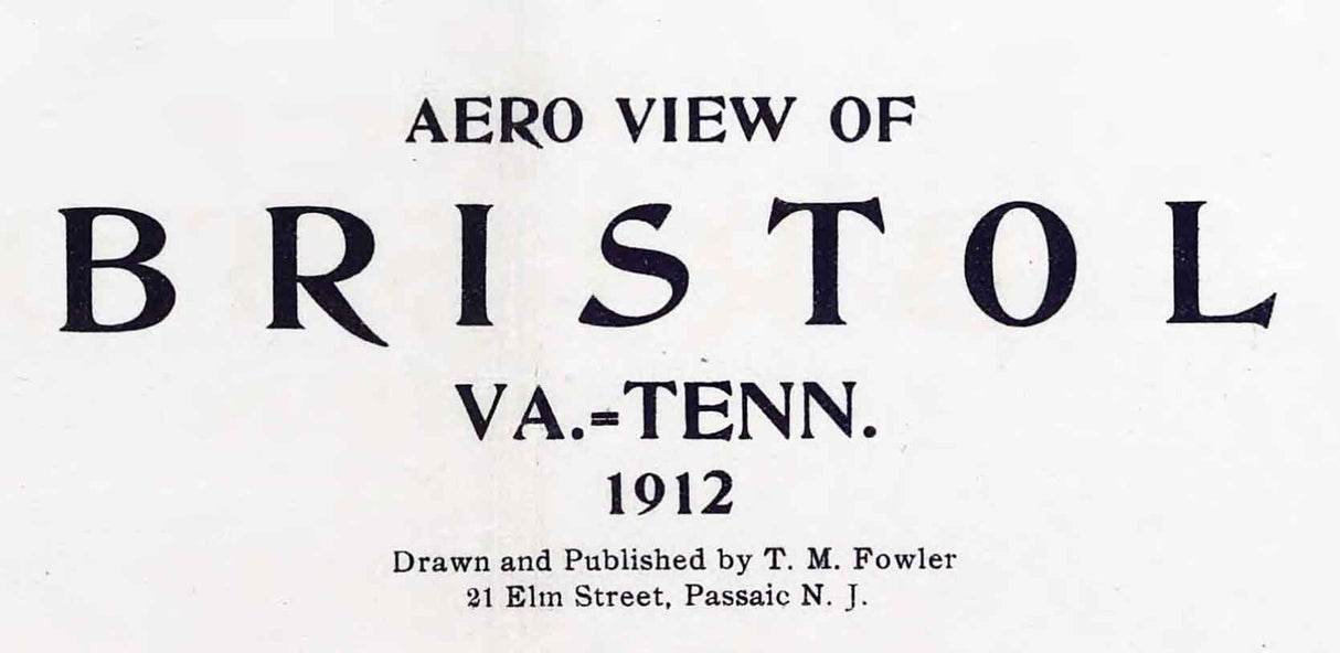 1912 Panoramic Map of Bristol Virginia & Tenn