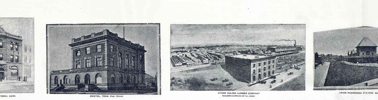 1912 Panoramic Map of Bristol Virginia & Tenn