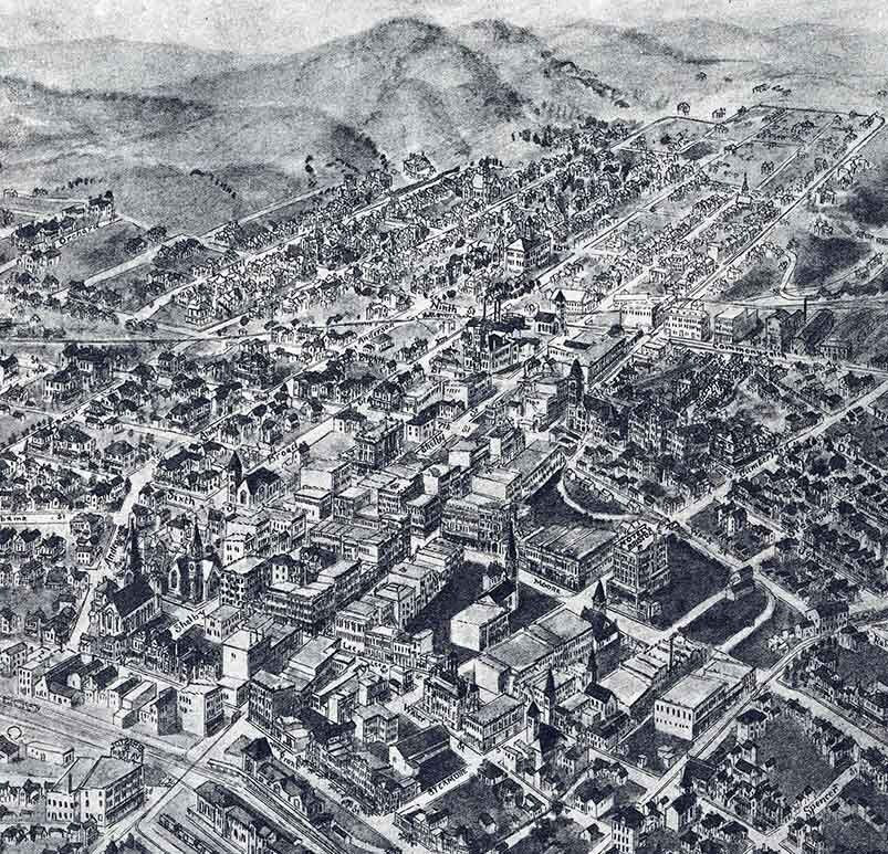 1912 Panoramic Map of Bristol Virginia & Tenn