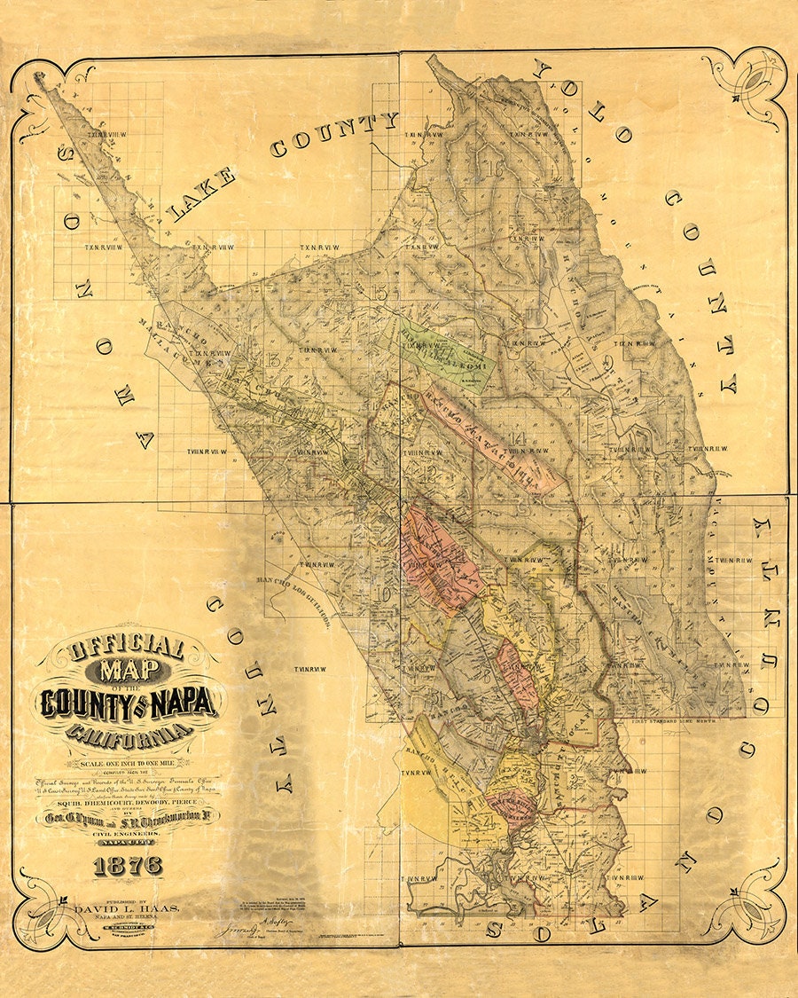 1876 Map of Napa County California