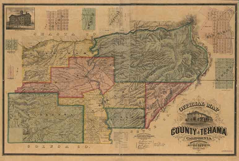 1878 Map of Tehama County California