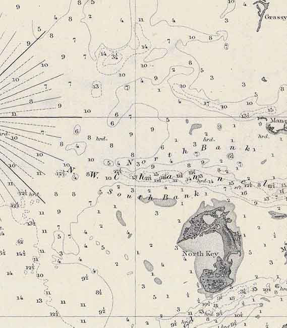 1861 Nautical Map of Cedar Keys Florida