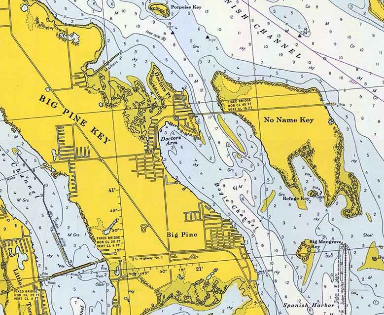 1970 Nautical Map of Big Spanish Channel to Johnston Key Florida