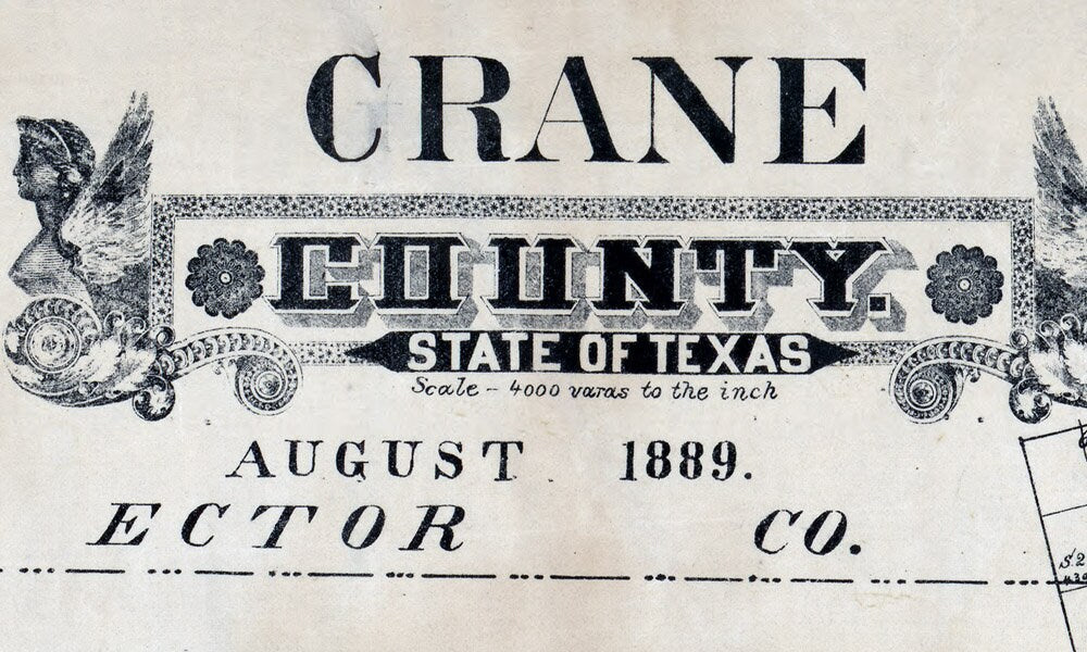 1889 Map of Crane County Texas