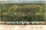 1891 Panoramic Map of Houston Texas