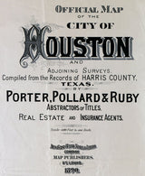 1890 Map of Houston Texas & Adjoining Surveys