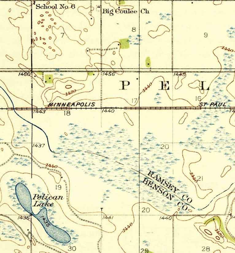 1928 Topo Map of Grahams Island North Dakota