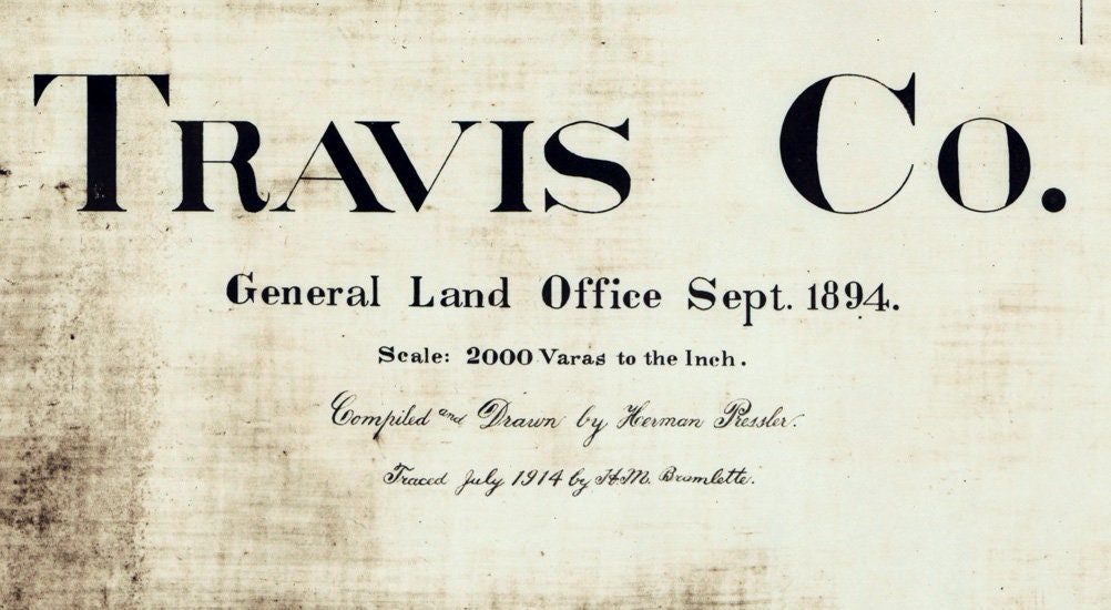 1914 Farm Line Map of Travis County Texas Austin