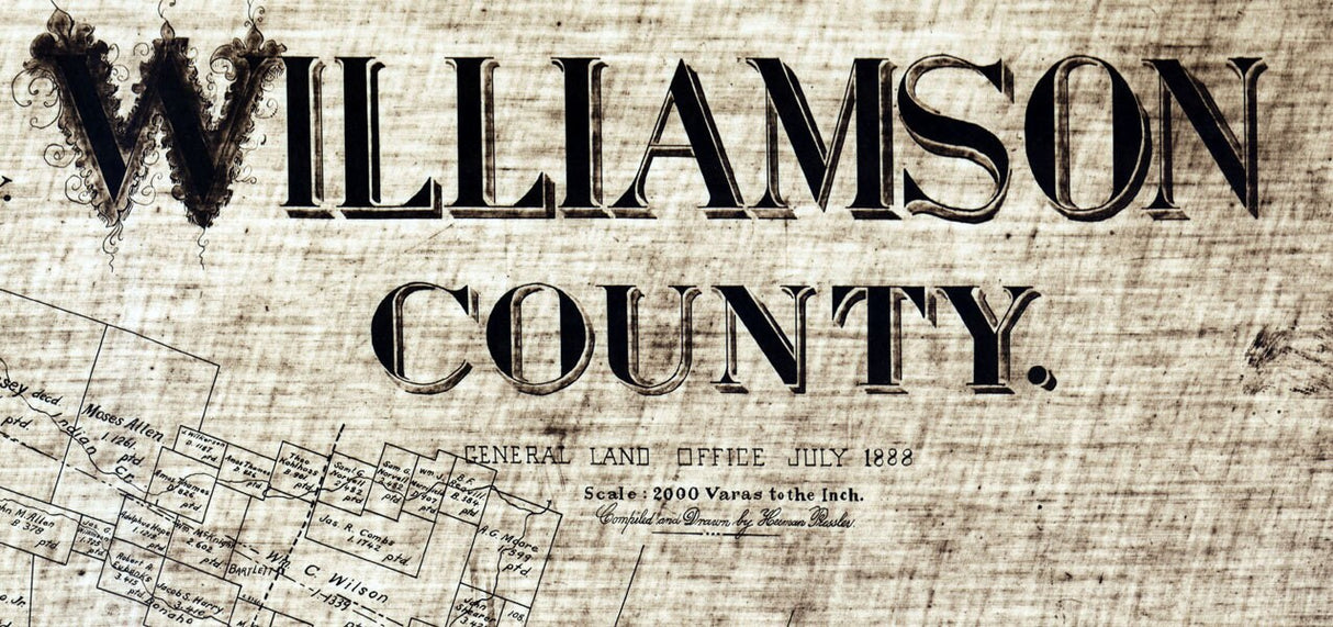 1917 Map of Williamson County Texas