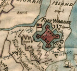 1863 Map of Fort Wagner Morris Island Charleston Harbor