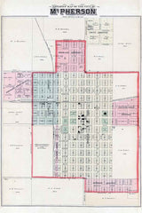 1884 Map of McPherson McPherson County Kansas