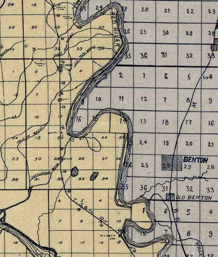 1904 Map of Caddo and Bossier Parish Louisiana