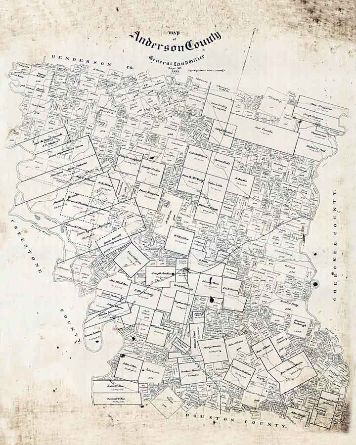 1903 Farm Line Map of Anderson County Texas