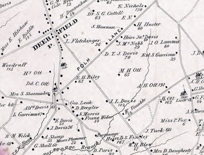 1876 Map of Deerfield Township Cumberland County New Jersey