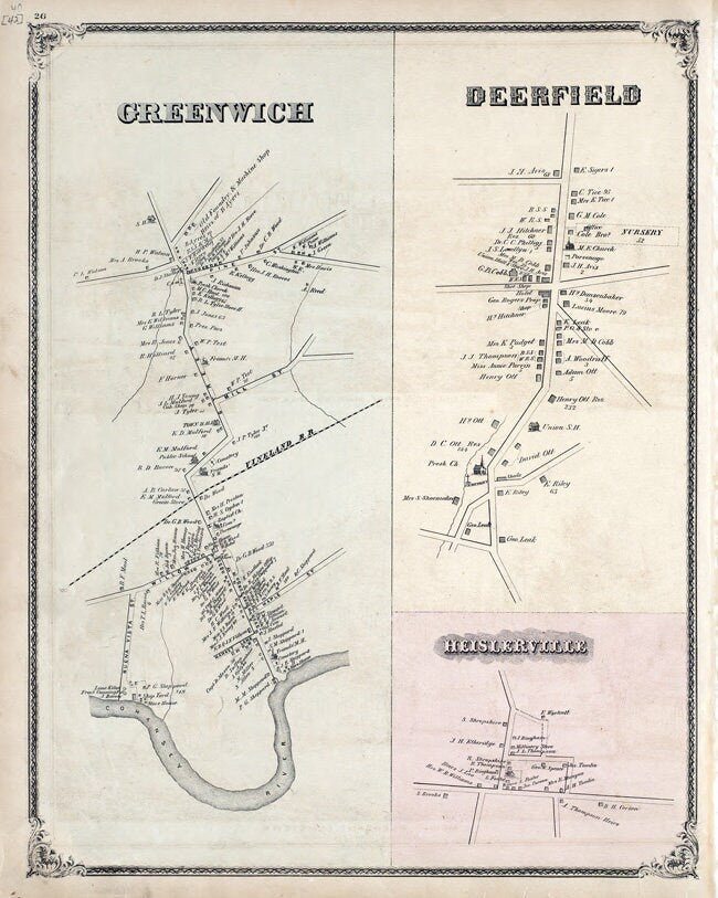 1876 Map of Greenwich Deerfield & Heislerville Cumberland County New Jersey