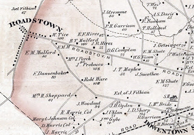 1876 Map of Hopewell Township Cumberland County New Jersey