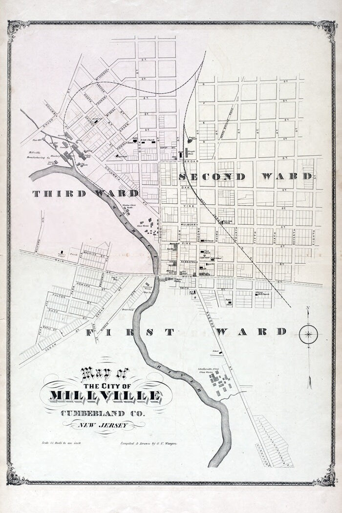 1876 Map of Millville Cumberland County New Jersey